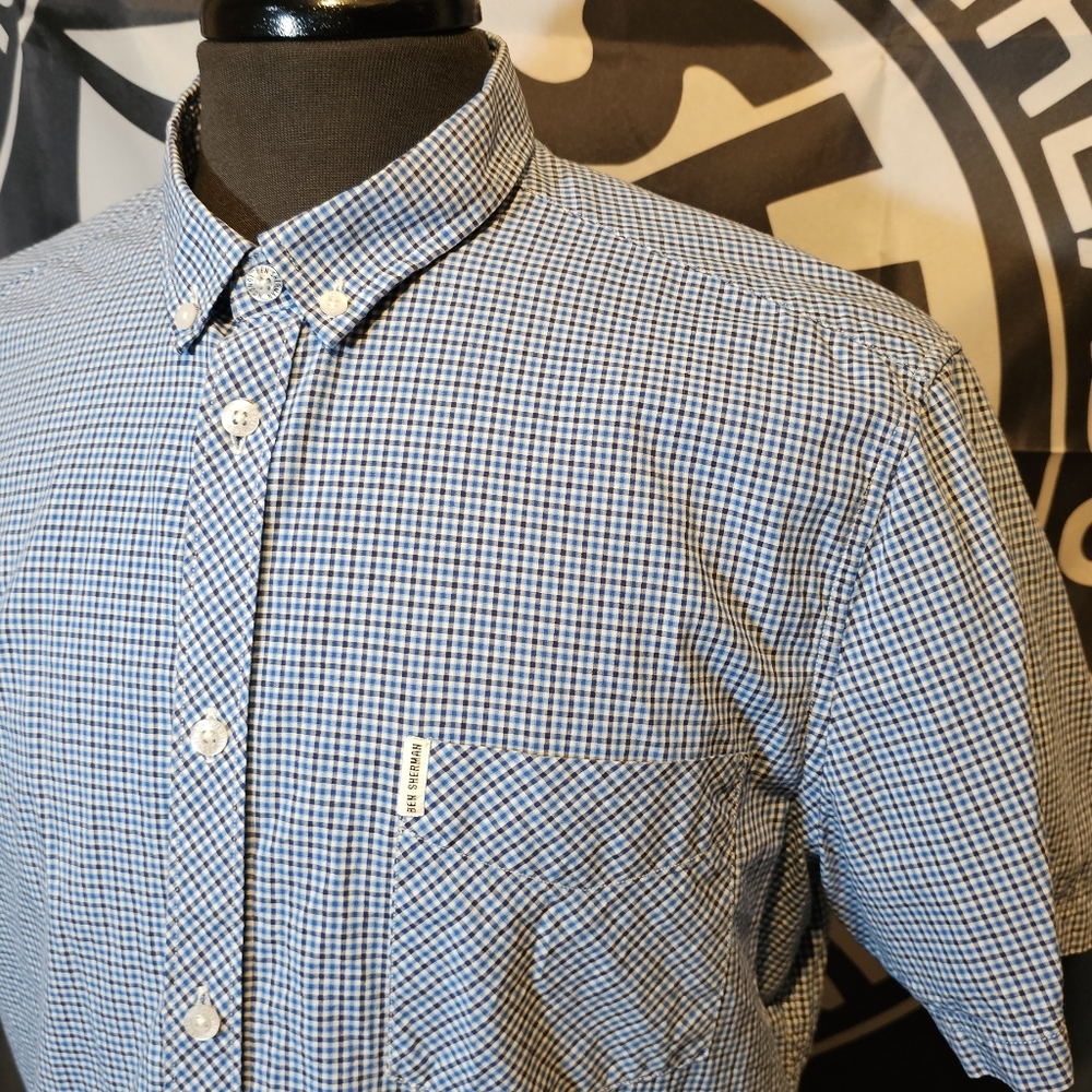 Ben Sherman XL Blue/White/Black Gingham Check